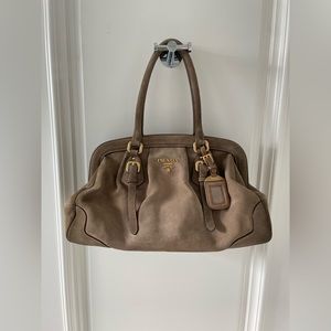 Vintage Prada Distressed Suede Bowling Bag
